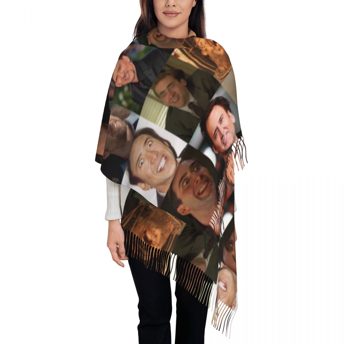 Pashmina Wrap Large - Nicolas Cage Engraçado Rosto Meme Xale
