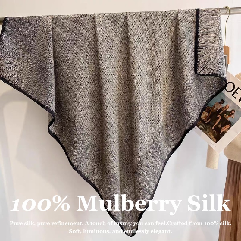 Pashmina Wrap Large - Lenço de Seda Real Oversized 110x110cm,