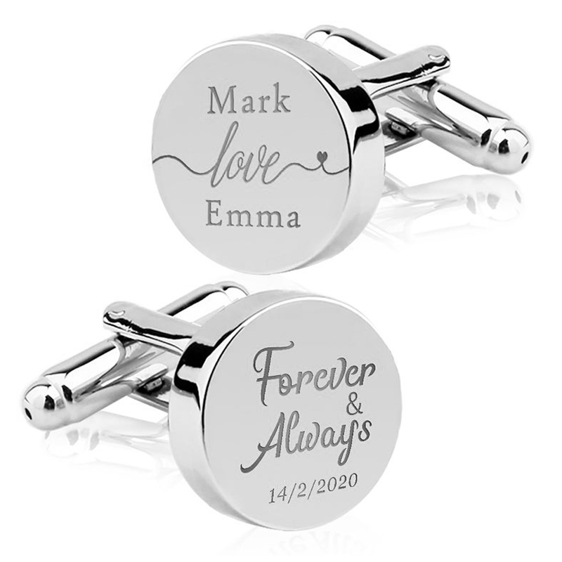 Tie Clip Silver - Abotoaduras iniciais gravadas personalizadas para casamento,