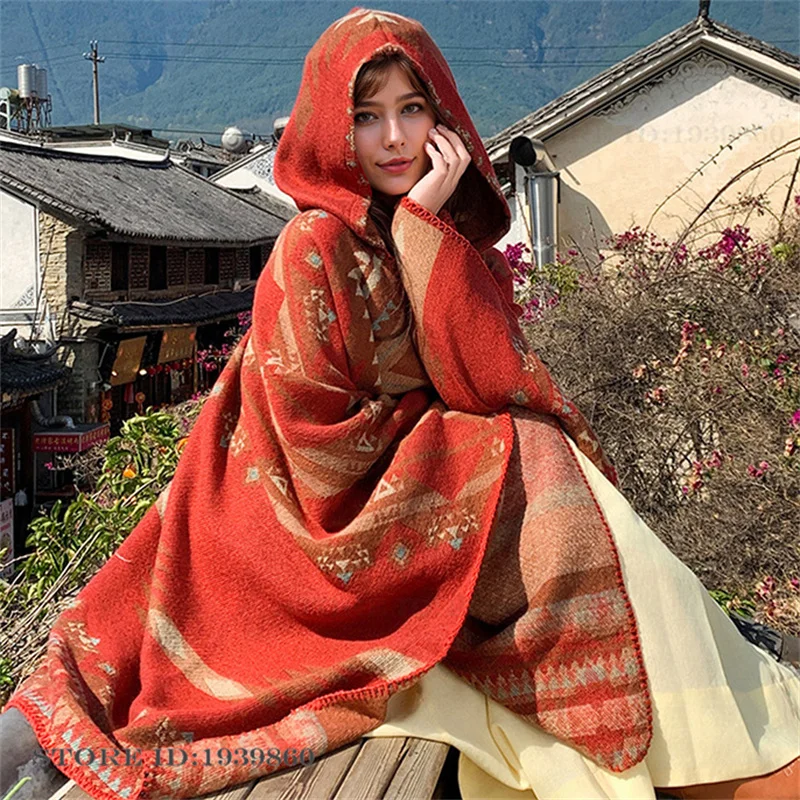 Woven Scarf Blanket - Novo Poncho Adulto com Capuz, Manta