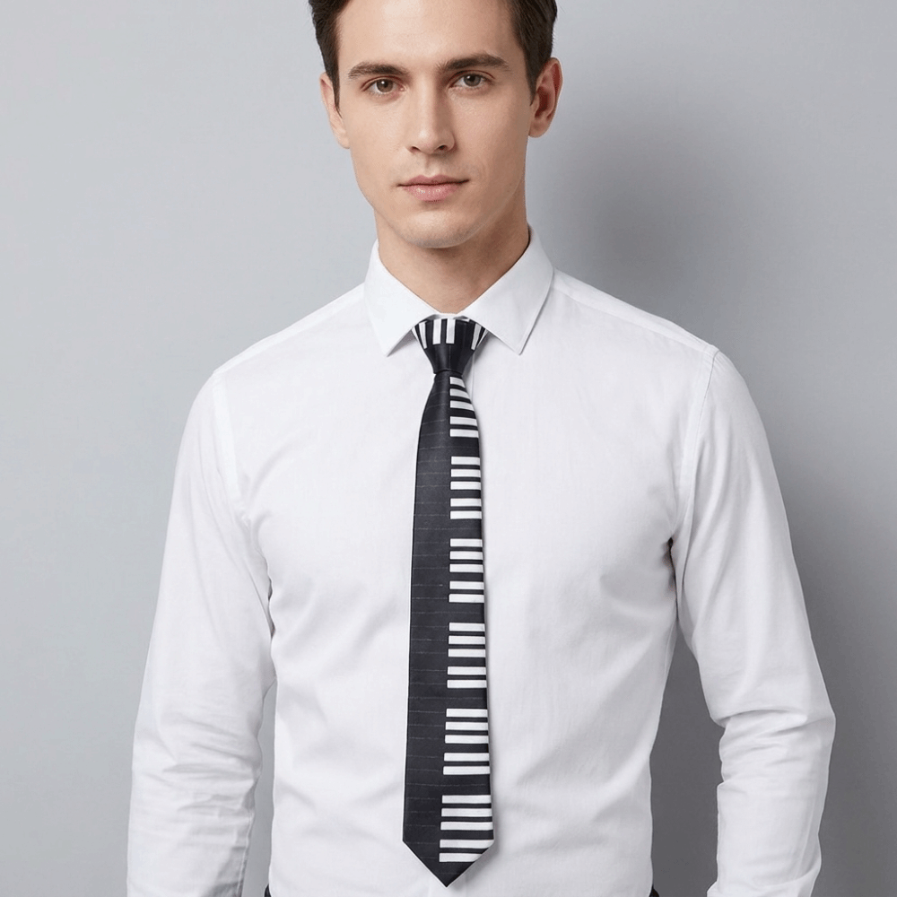 Skinny Tie Men - Gravata Fina Simples Branca Lisa Estilo