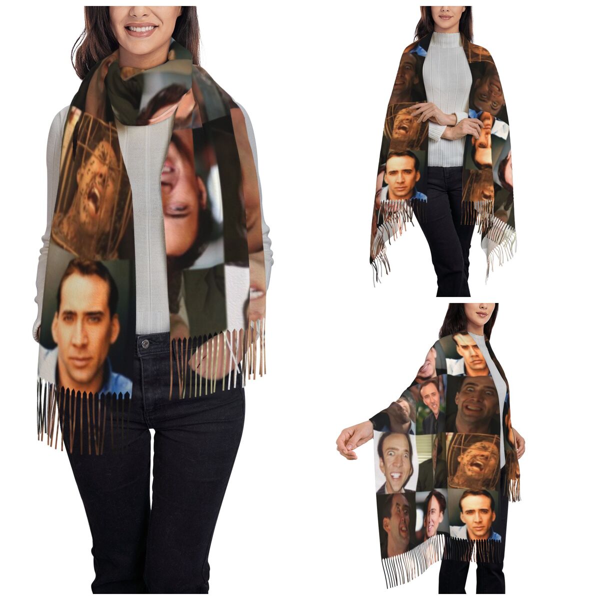 Nicolas Cage Engraçado Rosto M - Pashmina Wrap Large avaliação e preço