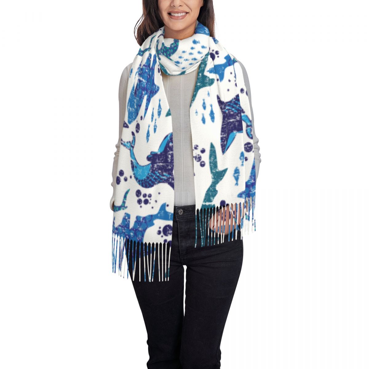 Tubarão subaquático mundo ocea - Pashmina Wrap Large avaliação e preço