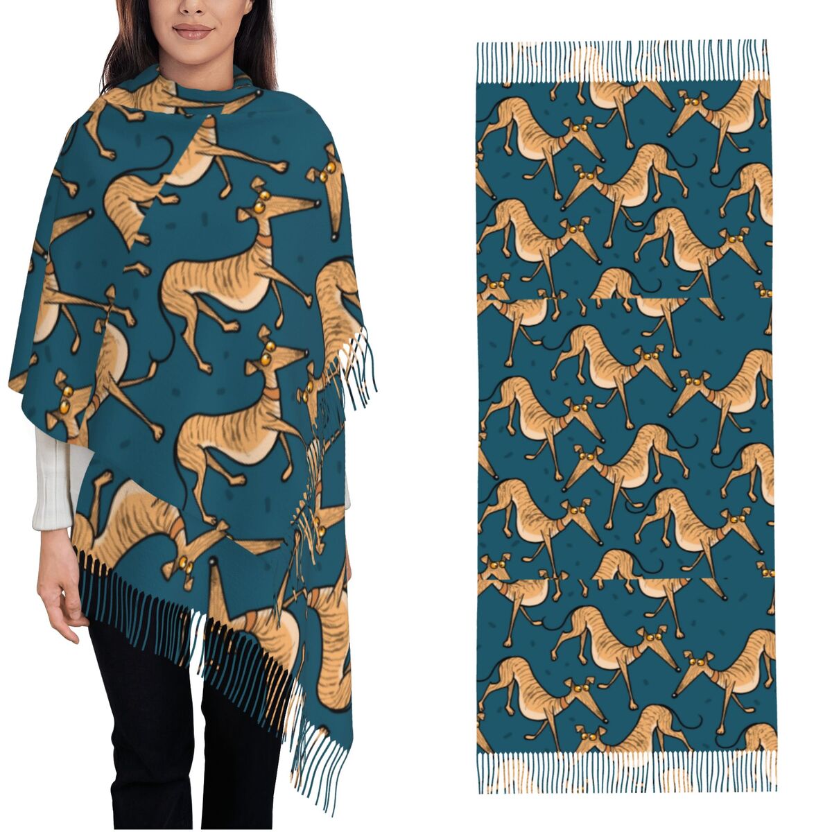 Galgo Whippet Lurcher Cão Xale - Pashmina Wrap Large avaliação e preço