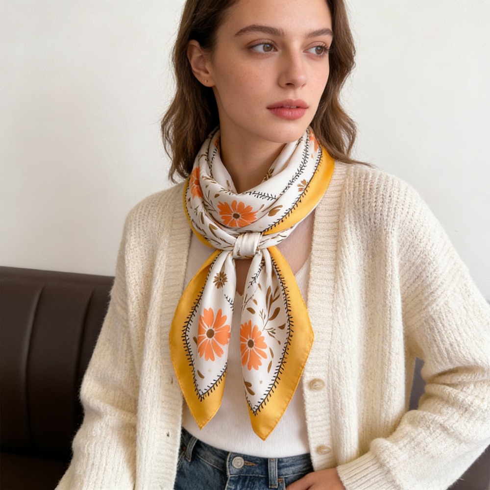 1 Peça de Lenço de Seda Estamp - Scarf Silk Square avaliação e preço